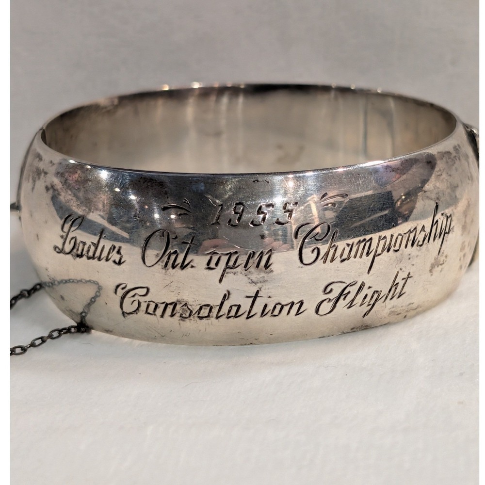 Vintage 1955 Ladies Ont Open Golf Championship Sterling Silver Bangle Bracelet